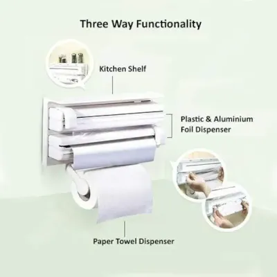 Kitchen Triple Paper Dispenser White 28x48centimeter