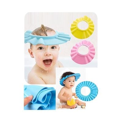 3-Piece Baby Safe Shampoo Shower Bath Cap Multicolor 55 x 40 x 0.3centimeter