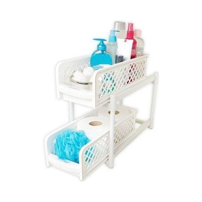 2-Layer Storage Rack for Bathroom White 33.9 x 15 x 19.4cm