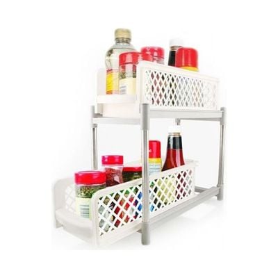 2-Layer Storage Rack for Bathroom White 33.9 x 15 x 19.4cm