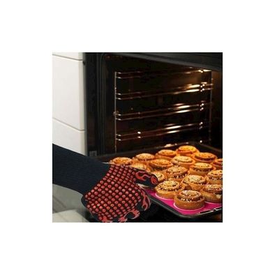 BBQ Oven Mitts Gloves Black/Red