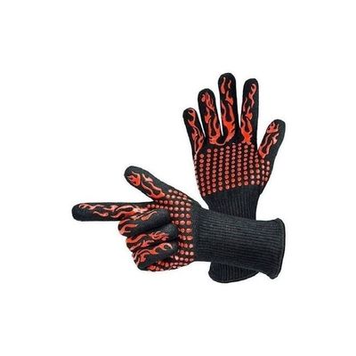 BBQ Oven Mitts Gloves Black/Red