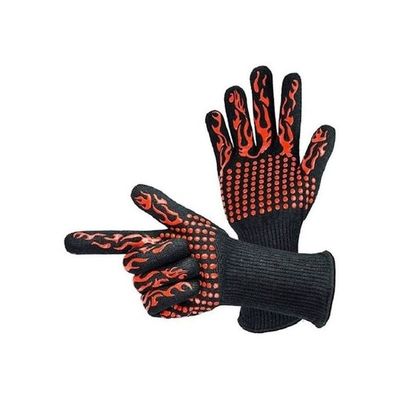 BBQ Oven Mitts Gloves Black/Red