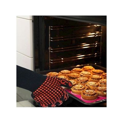 BBQ Oven Mitts Gloves Black/Red