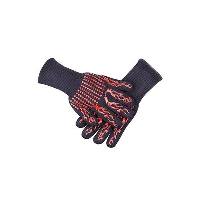 High-Quality Barbecue Gloves Black/Red 35 x 13centimeter