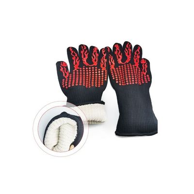 High-Quality Barbecue Gloves Black/Red 35 x 13centimeter