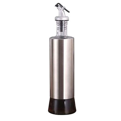 Kitchen BBQ Camping Oil Bottle Dispenser Silver/Brown 500ml