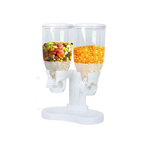 Double Cereal Dispenser White/Clear 45x16x31centimeter