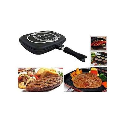 Double Grill Pan Black/Silver/Red 26cm