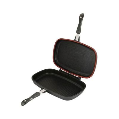 Double Grill Pan Black/Silver/Red 26cm