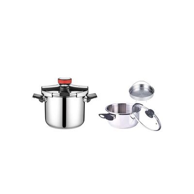 4-Piece Stainless Steel Cookware Set Silver/Black