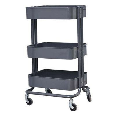 Four Wheels 3 Tier Rolling Cart Dark Grey 79x45centimeter