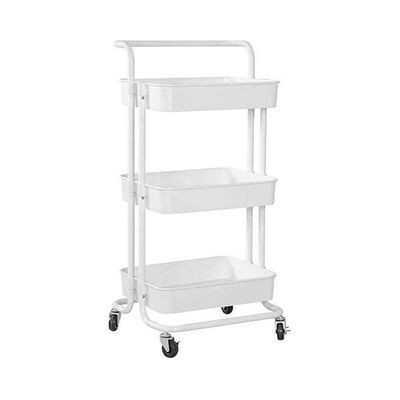 3-Tier Rolling Storage Cart White 87cm