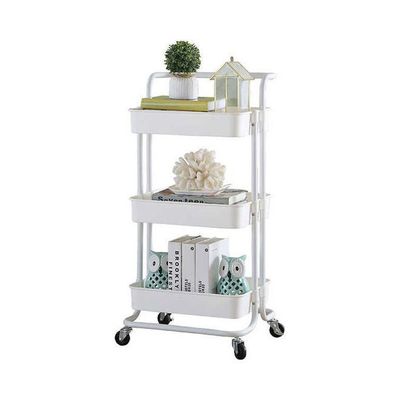 3-Tier Rolling Storage Cart White 87cm