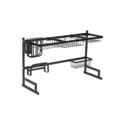 2 Tier Fully Customizable Dish Drying Rack Black 85x32x52cm