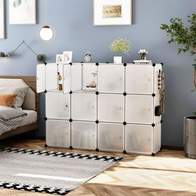 12 Cubes Wardrobe Storage White