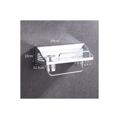 Multi-Function Wall-Mounted Condiment Holder Silver 40x10x12.5centimeter