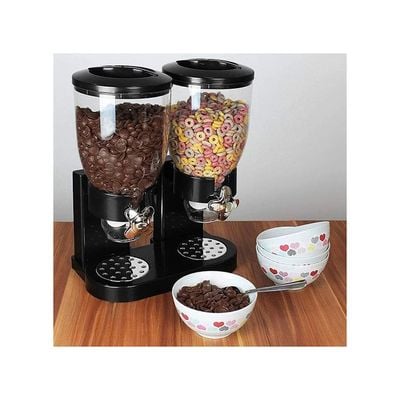 Double Canister Cereal Dispenser Black/Clear 35x20x35cm