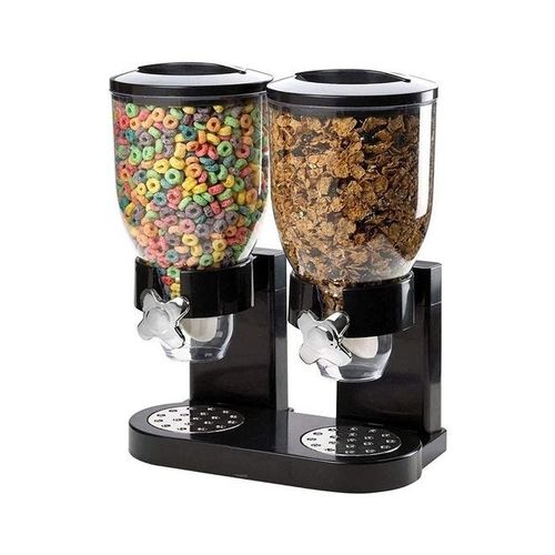 Double Canister Cereal Dispenser Black/Clear 35x20x35cm