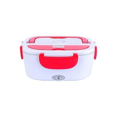 Portable Electric Lunch Box White/Red 23.8x10.8x10.8cm