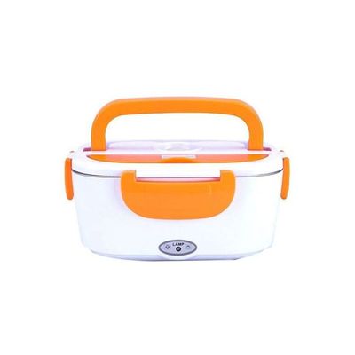 Multifunctional Electric Heating Lunch Box White/Orange 238x170x108millimeter