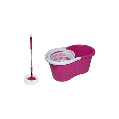 Rotating Spin Mop With Bucket Pink/White