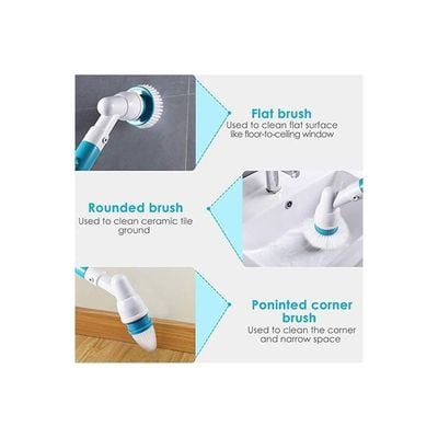 Electric Long Handle Turbo Scrub Spin Household Cleaning Brush White 55 X 8.5 X 22.5cm