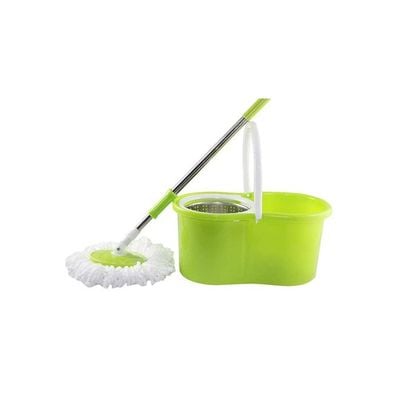 Spin Round Mop With Bucket Neon Green/White 48x29x28centimeter