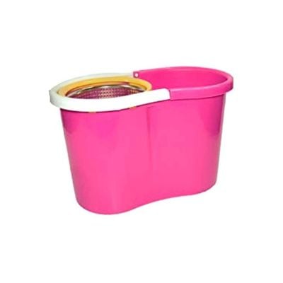 Spinning Micro Fiber Mop With Bucket Set Pink/White/Yellow