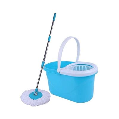 360 Degree Hand Pressure Mop With Bucket Blue/White