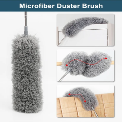 Bendable Motorized Microfiber Dust Cleaner Grey 89centimeter