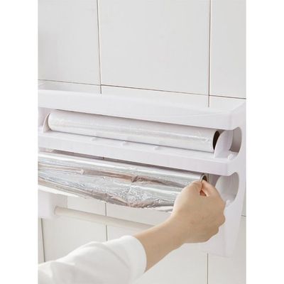 Aluminum Foil Cutting Storage Rack White/Grey 39 x 10 x 24centimeter