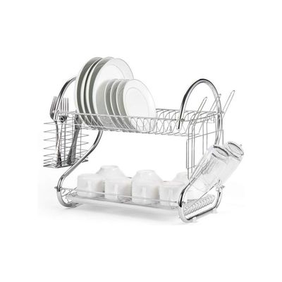 2-Tier Dish Drainer Rack Silver