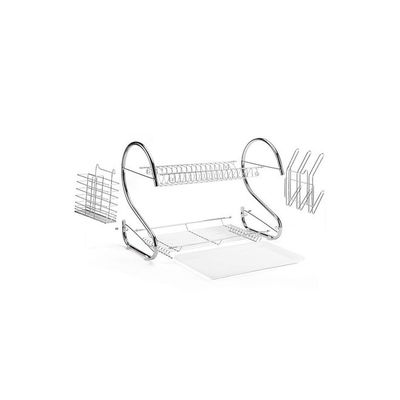 2-Tier Dish Drainer Rack Silver
