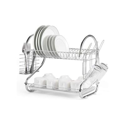 2-Tier Dish Drainer Rack Silver