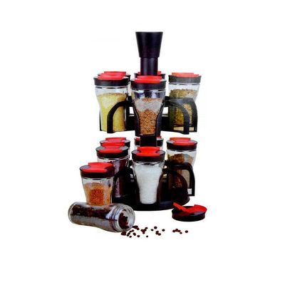 12-Piece Dania Spice Rack Set Black 15centimeter