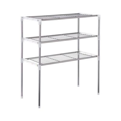 3-Tier Multifunctional Storage Rack Silver/White 25.6x11.8x22.4inch