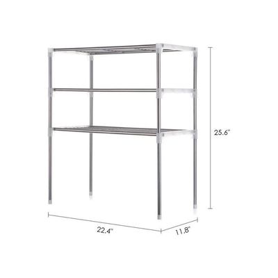 3-Tier Multifunctional Storage Rack Silver/White 25.6x11.8x22.4inch