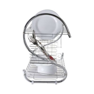 2-Layer Stainless Steel Dish Rack Silver 40 x 11.5 x 25.5cm