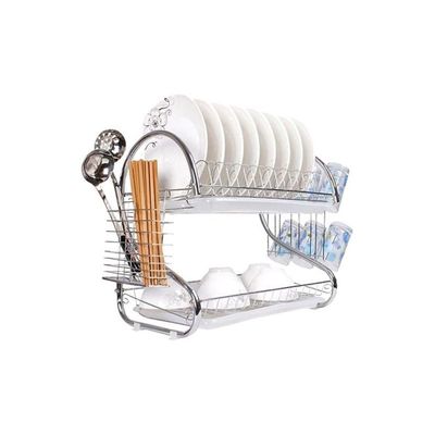 2 Layered Dish Rack Silver 550x250x395millimeter