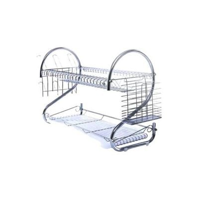 2 Layered Dish Rack Silver 550x250x395millimeter