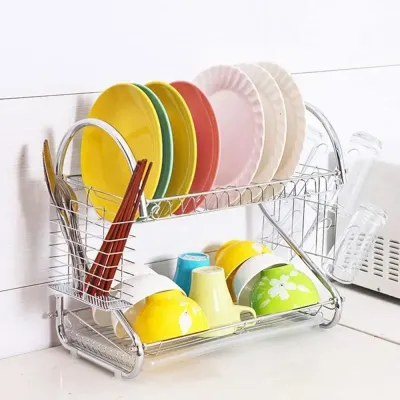 2 Layered Dish Rack Silver 550x250x395millimeter