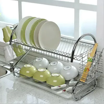 2 Layered Dish Rack Silver 550x250x395millimeter