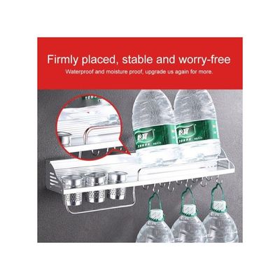 Multi-Function Wall-Mounted Plastic Storage Rack Silver 45 x 15 x 18centimeter