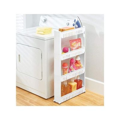 Pantry Rack With 4 Large Storage Baskets White 100x55x12cm