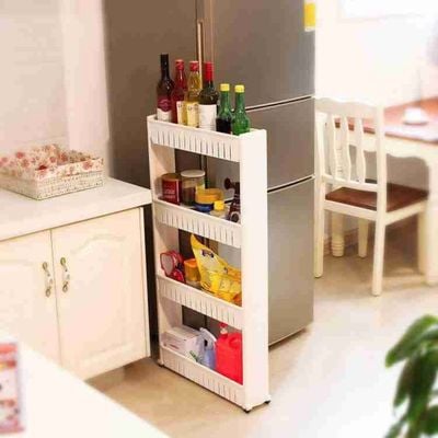 Pantry Rack With 4 Large Storage Baskets White 100x55x12cm