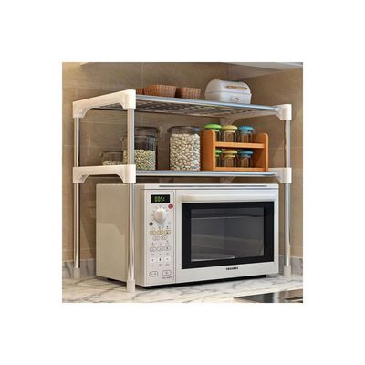 2-Tier Kitchen Storage Shelf Rack Silver/White 57x30x48cm