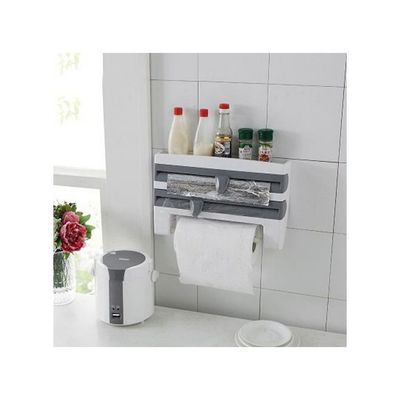 2 Layers Multifunctional Kitchen Storage Rack White/Grey 39x10x24centimeter