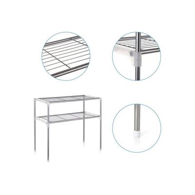 2-Tier Multi Functional Kitchen Storage Shelf Rack Silver 58x28x6centimeter