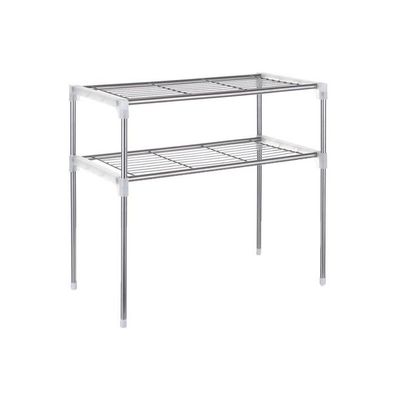 2-Tier Multi Functional Kitchen Storage Shelf Rack Silver 58x28x6centimeter